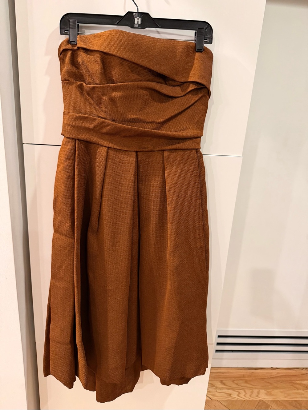 Max Mara Strapless Corset Midi Dress Brown IT 44 US 10 NWOT